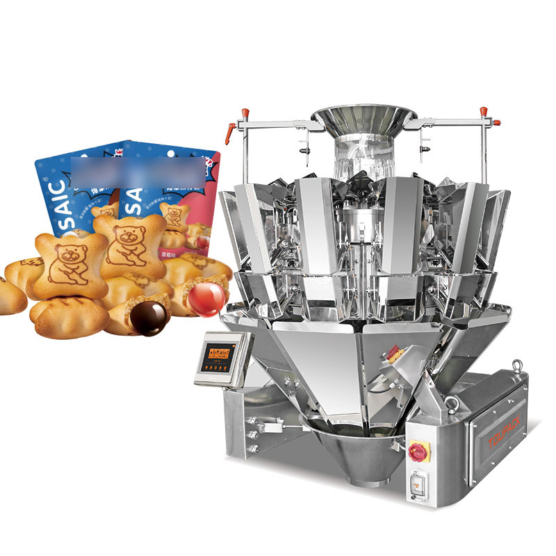 Industrielle Trockenfrüchte Mehrköpfige Waage- und Beutelmaschine Erdnuss Mandelnüsse Kichererbsen Kaffeebohnen Granulat Verpackung