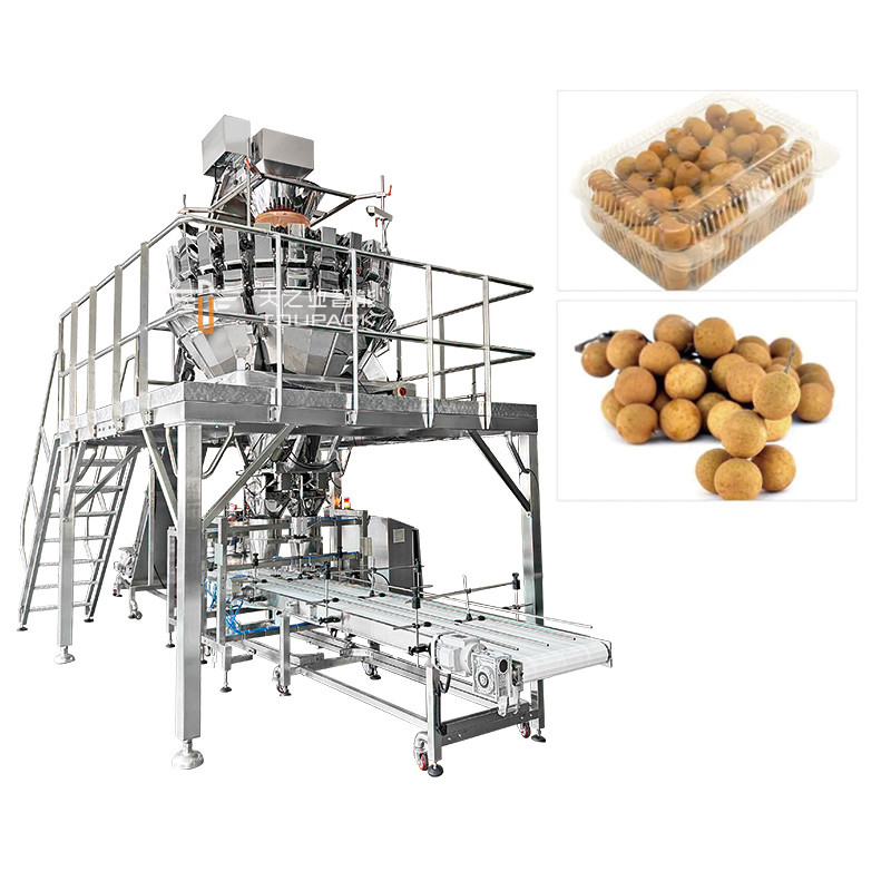 Automatische Passionsfrucht Kumquat Winter Jujube Plastikbox Verpackungsmaschine Blackberry Wiegen Füllverpackungslinie