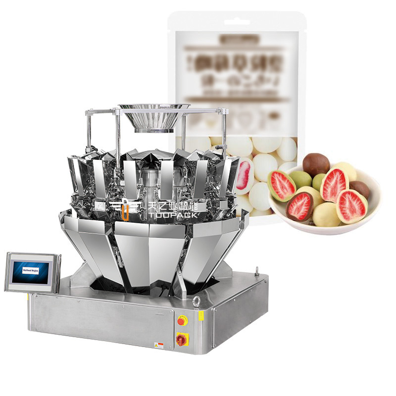 Automatische Stand-up-Tasche Doypack Wiegen Verpackung Granule Erdnuss Cashew-Nüsse Mehrköpfige Waage Füllmaschine