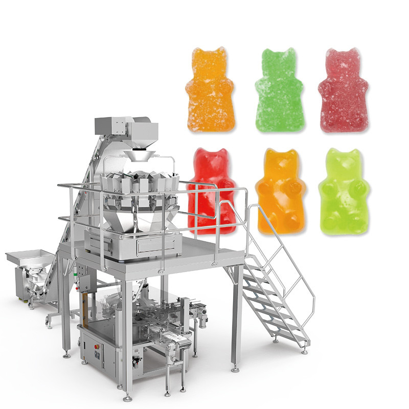Automatische Bohnen-Nuss-Nuss-Süßigkeiten Walnuss-Trocknungsfrüchte Nahrungsmittel Snack Mehrköpfige Waage Nahrungsmittelverpackungsmaschine mit Stickstoff