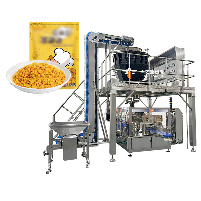 Spezialisierte effiziente Dehydrierte Rindfleisch Nuggets Quantitative Beutel Verpackungsmaschine bereit zum Essen Lebensmittel Rindfleisch Mehrköpfige Wieger
