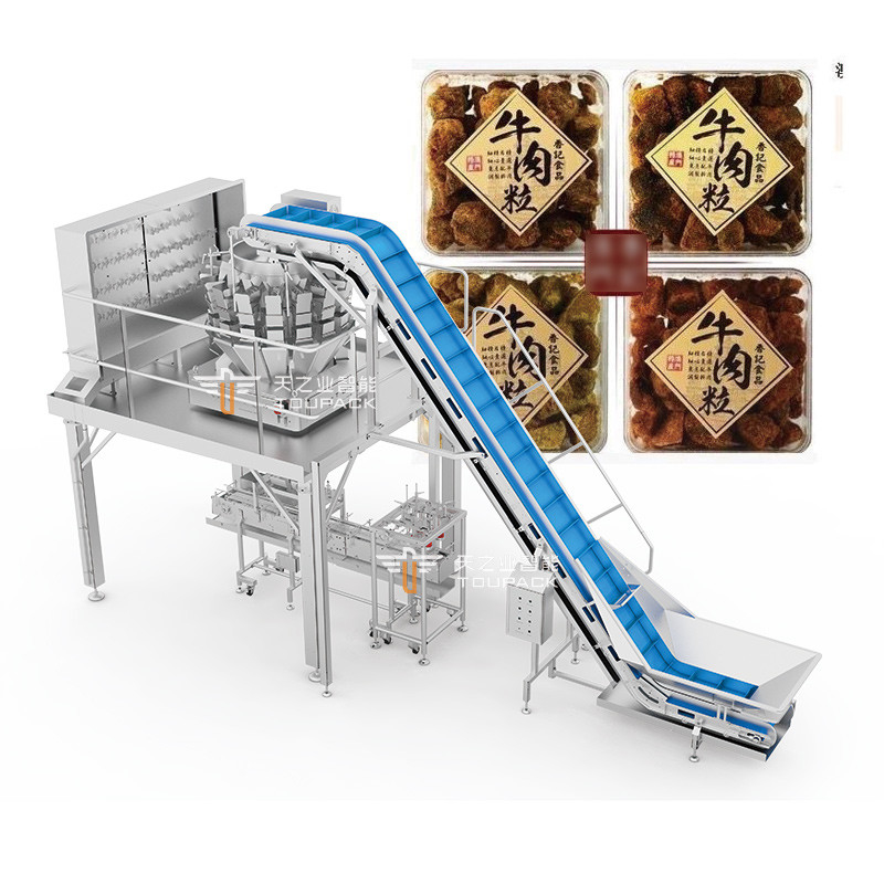 Genaue und effiziente automatische Waage und Kartonverpackung für Ribeye-Steaks Schraub-Mehrköpfige Waage
