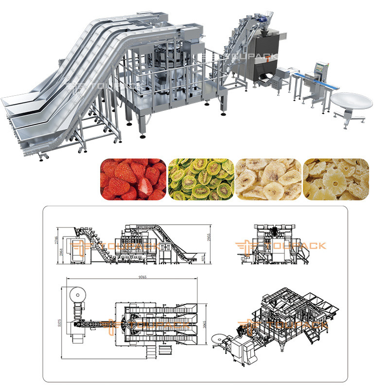 Automatische Stand-up-Tasche Doypack Wiegen Verpackung Granule Erdnuss Cashew-Nüsse Mehrköpfige Waage Füllmaschine