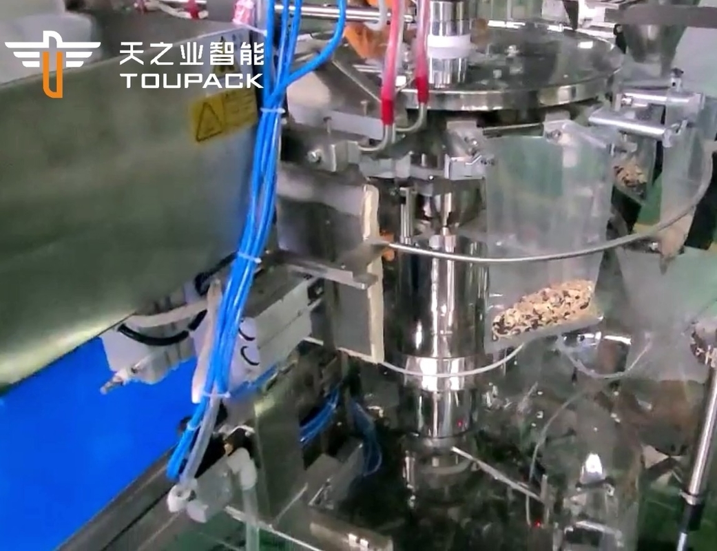 Automatische Stand-up-Tasche Doypack Wiegen Verpackung Granule Erdnuss Cashew-Nüsse Mehrköpfige Waage Füllmaschine