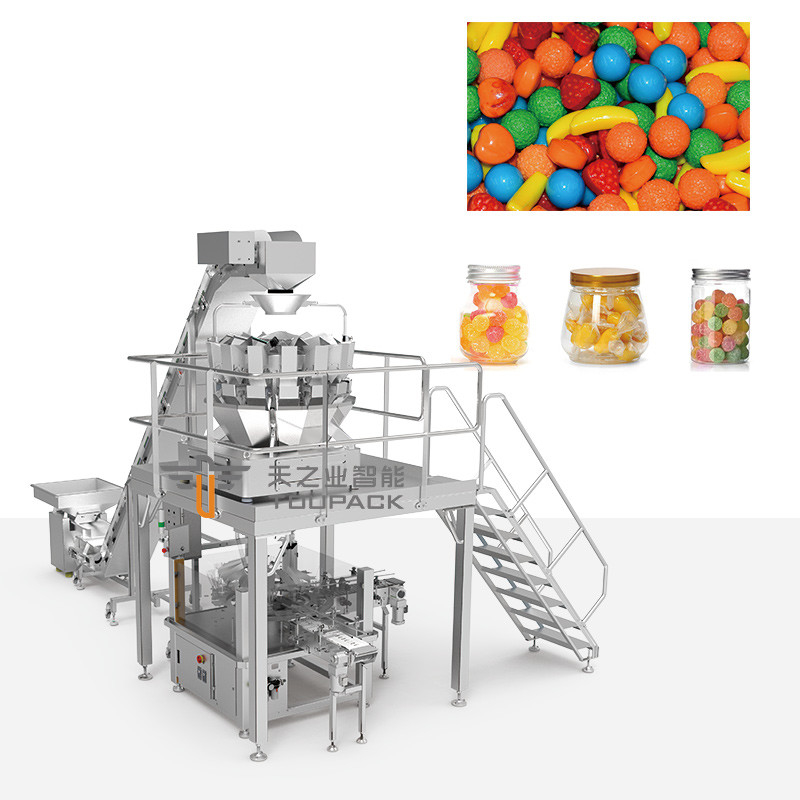 Füllmaschine für Dosen, weiche Süßigkeiten, Gummi-Bär-Füllmaschine, 14 Kopf-Wagen-Verpackungsmaschine