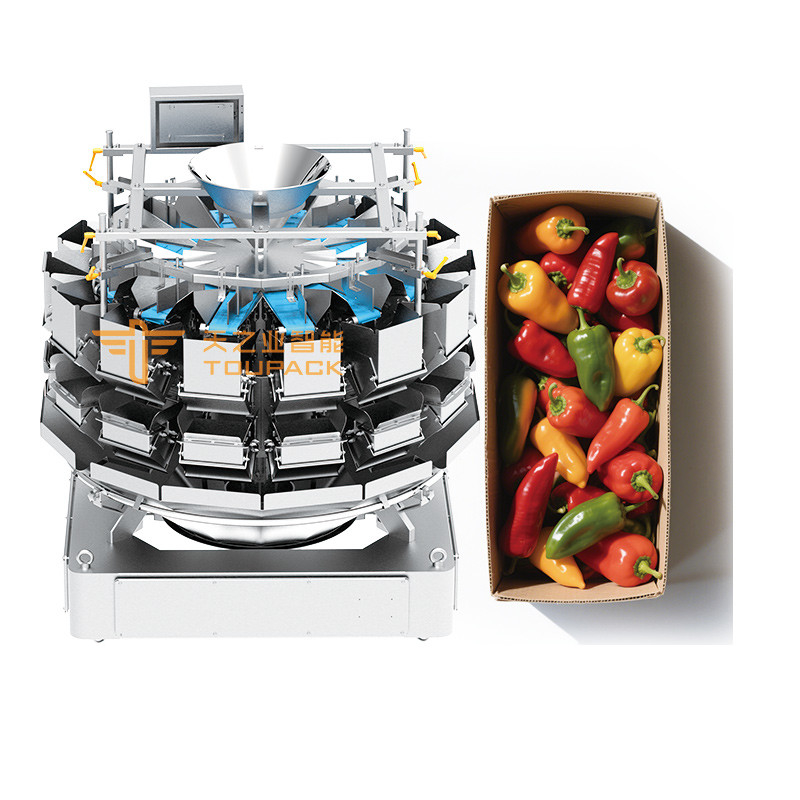 Combiweigh Multihead Weigher 500g 1kg 5kg Multihead Weiger Verpackungsmaschine Grüne Pfeffer Orange Verpackungsmaschinen für Kartons