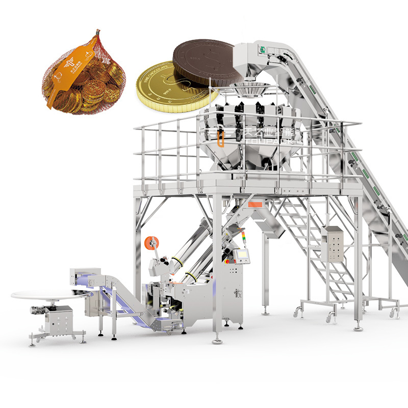 High Quality Automatic Walnut Net Bag Clipping Packing Machine Garlic Onions Potatoes Citrus Mesh Bag Packing Machine Chocolate Coins Mesh Bag Packing Machine