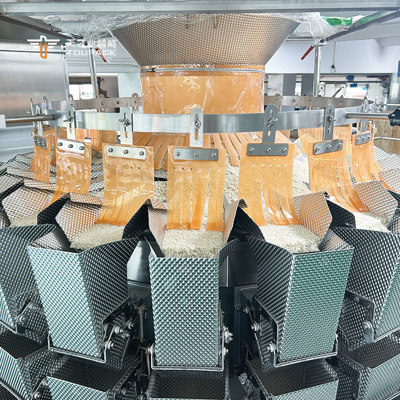 Gewerbliche Mehrköpfige Waagen Verpackungsgeräte Popcorn Snack Zucker Kekse Kaffee-Cookie Versiegelung Plastiktüte Verpackungslinie