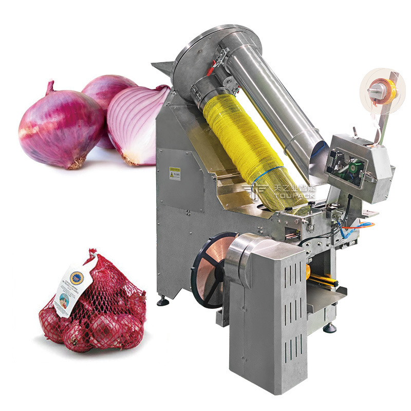 Zwiebel Knoblauch und Kartoffel Verpackungsnetzbeutel Herstellungsmaschine Verpackungsmaschine Automatische Netzbeutel  Mehrkopfwaage Füllmaschine