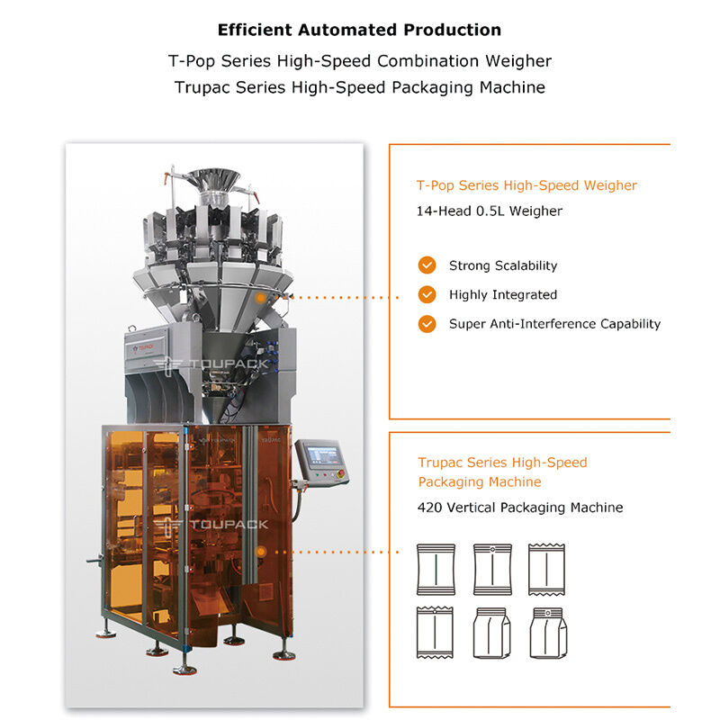 Kompaktes automatisches Gewichtsverpackungssystem für kleine Produkte 5-200 g 20-200 Beutel/Min mit modularem Aufbau und hoher Genauigkeit