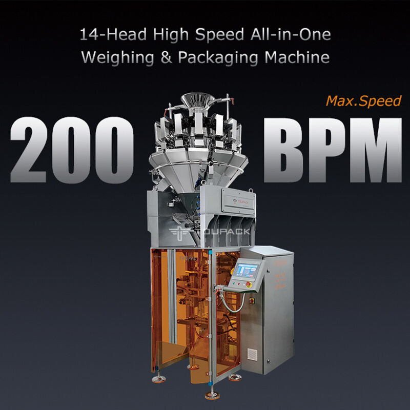 Kompaktes automatisches Gewichtsverpackungssystem für kleine Produkte 5-200 g 20-200 Beutel/Min mit modularem Aufbau und hoher Genauigkeit