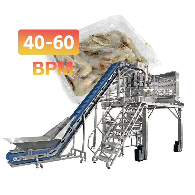 All-in-One automatisierte Schalenentleerungs- und Befüllanlage mit hochpräziser Schrauben-Kombinationswaage für klebriges Fleisch
