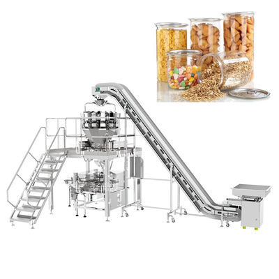 Automatische Füllmaschine ODM füllte Gläser einmacht die luftgestoßenen Nahrungsmittelbonbons ab, die Drehschalen-Füllungs-Dichtungs-Maschine verpacken