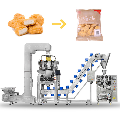 60bpm automatisches Verpackungssystem Tasche Tiefkühlwaren Fleischkugeln Hühnerbein Nuggets Verpackungsmaschine