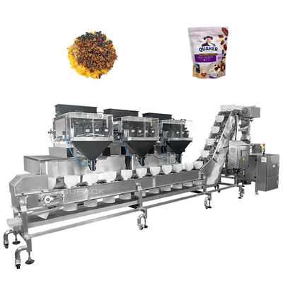 Fabrik gemischte Trockenfrüchte und Nüsse Mehrköpfige Waage 4 Kopf lineare Waage Vffs Verpackungsmaschine Zip Bag Verpackungsmaschine