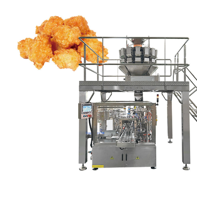 Automatische vorgefertigte gebratene Hühnerflügel Reiskuchen Verpackungsmaschine Knödel Popcorn Hühnerverpackungsmaschine