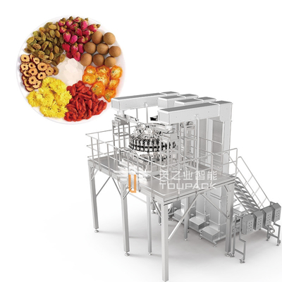 24/32 Kopf Mehrköpfige Waage Mischung Dehydrierte Erdbeeren Taschenfüllmaschine Dehydriertes Gemüse Verpackungsmaschine