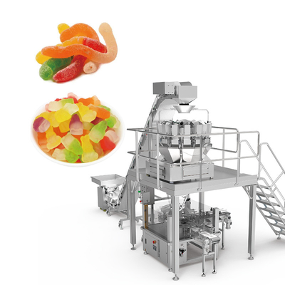 Automatische Bohnen-Nuss-Nuss-Süßigkeiten Walnuss-Trocknungsfrüchte Nahrungsmittel Snack Mehrköpfige Waage Nahrungsmittelverpackungsmaschine mit Stickstoff