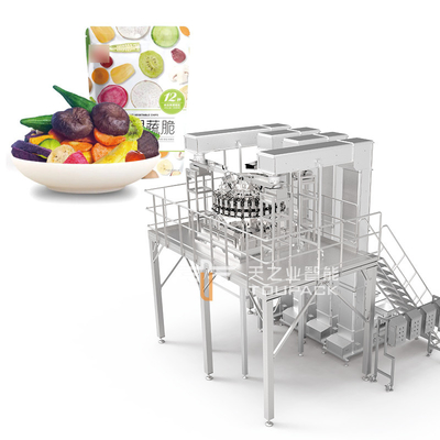 Knuspriges Getrocknetes Gemüse Mehrköpfige Gewichtsverpackungsmaschine Gefriergetrocknete Gemischfrucht Mango Erdbeere Verpackungsmaschine