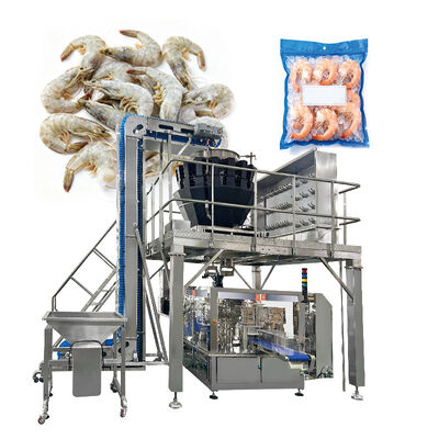 Verpackungslinie für gefrorene Chicken Nuggets mit Mehrkopfwaage und Maschine für vorgefertigte Beutel