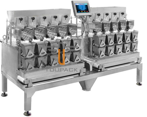Wasserdichter Edelstahl-horizontaler 8 Köpfe klebriger materieller Multihead-Hochgeschwindigkeitswäger für fettiges Essen Dimple Plate