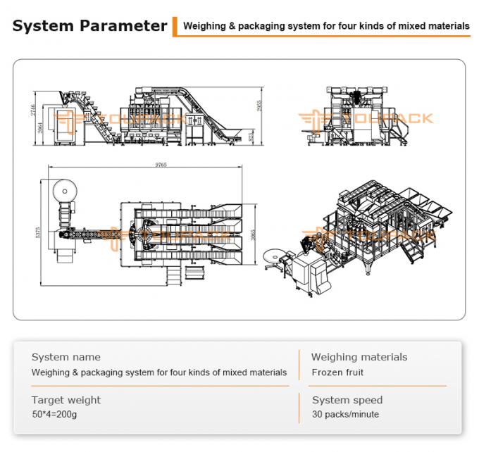 Knuspriges Getrocknetes Gemüse Mehrköpfige Gewichtsverpackungsmaschine Gefriergetrocknete Gemischfrucht Mango Erdbeere Verpackungsmaschine 6