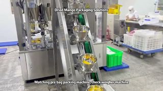 Getrocknete Mangos ganz einfach verpacken mit der halbautomatischen Mehrkopfwaage