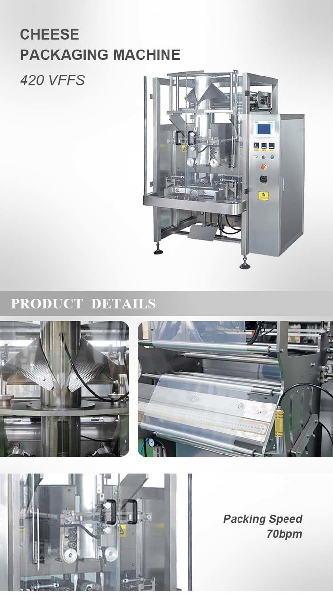 automatische Vertical Form Packaging-Maschine des Bagger-70bpm für Käse 2